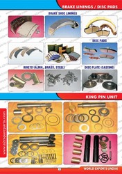 Manufacturers Exporters and Wholesale Suppliers of Brake Linings And Disc Pads King Pin Units Delhi Delhi